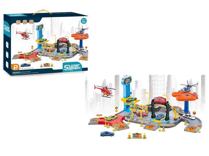 PARKING LOT SET W/1PCS DIE CAST PLANE & 2PCS FREE WAY DIE CAST CAR - HP1117665