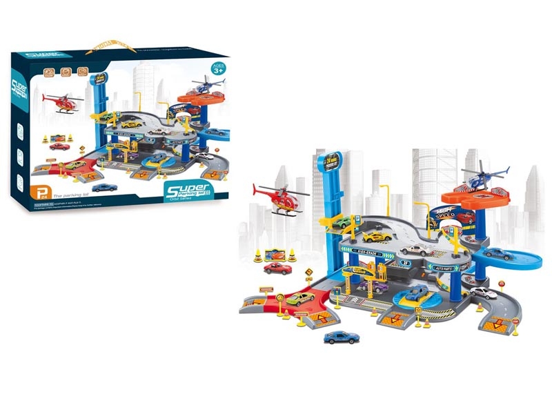 PARKING LOT SET W/1PCS DIE CAST PLANE & 2PCS FREE WAY DIE CAST CAR - HP1117666