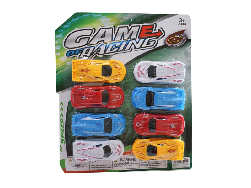 PULL BACK CAR RED/BLUE/YELLOW/WHITE 4ASST 8PCS - HP1118151