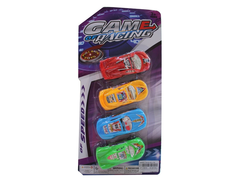 PULL BACK CAR RED/BLUE/YELLOW/GREEN 4ASST 4PCS - HP1118153