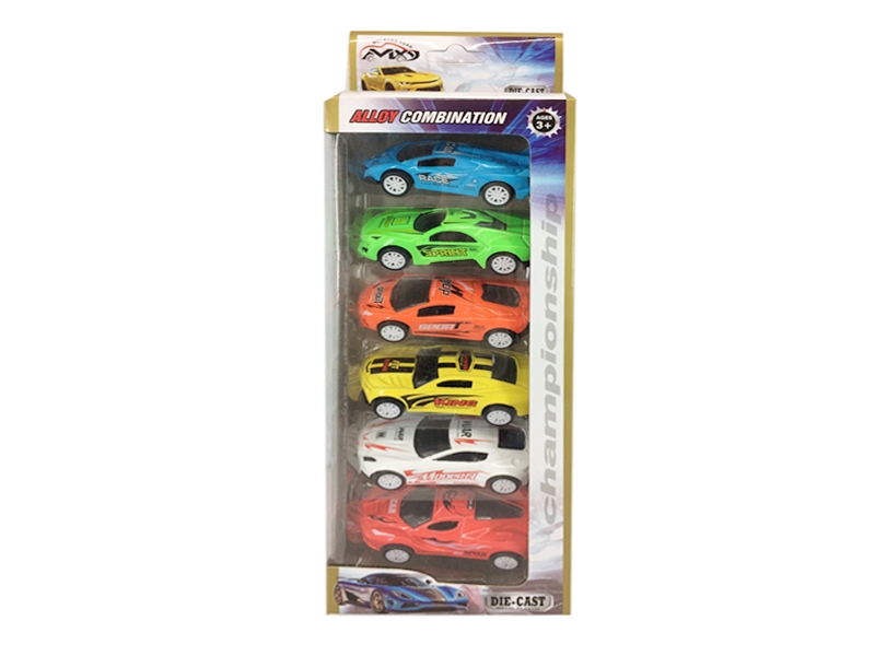 1:54 PULL BACK DIE CAST CAR 6PCS - HP1118295
