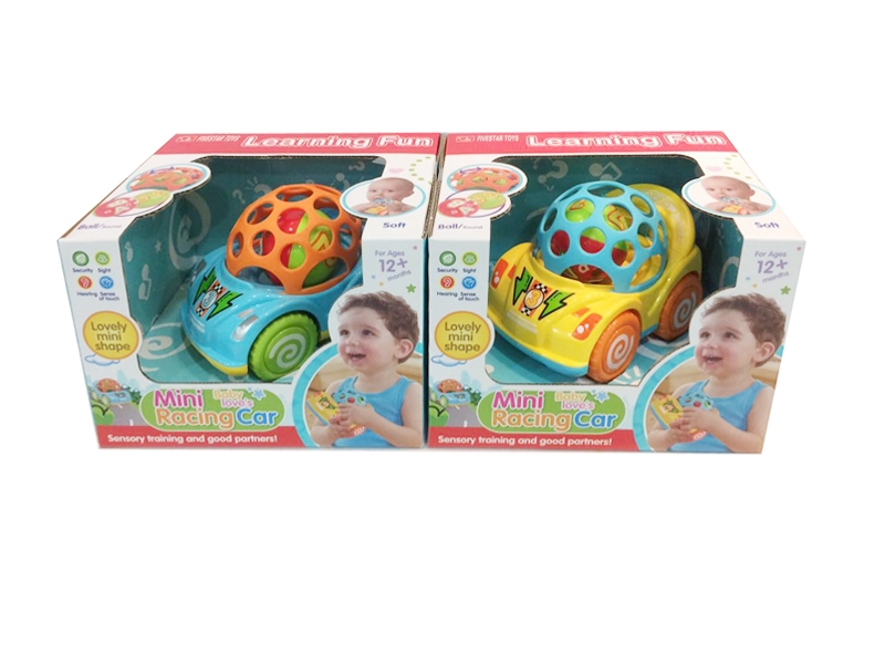 PULL BACK CAR W/SOFT RUBBER BALL BLUE/YELLOW - HP1119511