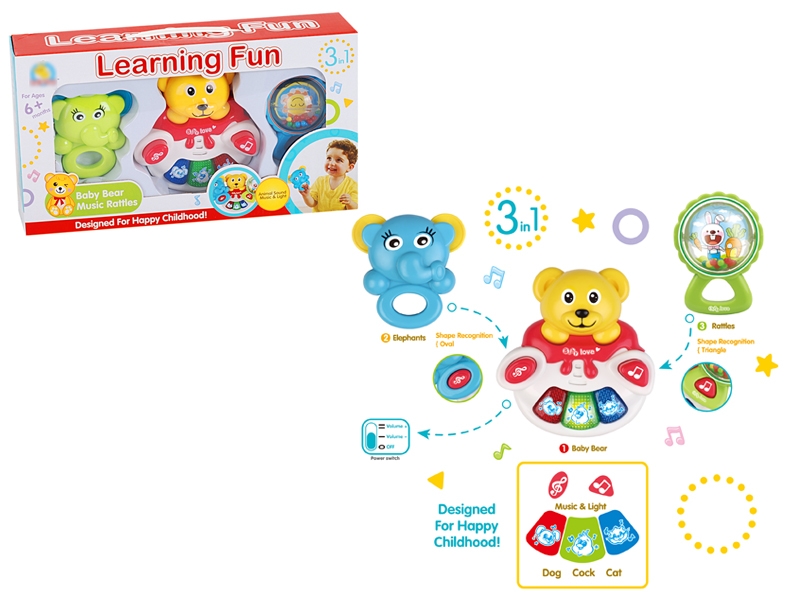 BABY RATTLE 3PCS W/LIGHT & MUSIC & SOUND - HP1119515