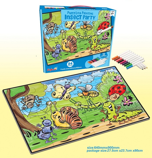 PUZZLE & PAINTING W/12 COLORS PEN (24 PCS, 90x64 CM) - HP1119606