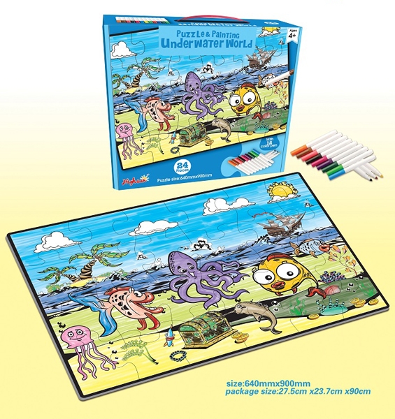 PUZZLE & PAINTING W/12 COLORS PEN (24 PCS, 90x64 CM) - HP1119607