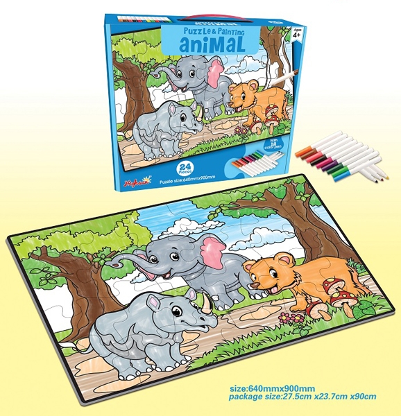 PUZZLE & PAINTING W/12 COLORS PEN (24 PCS, 90x64 CM) - HP1119608