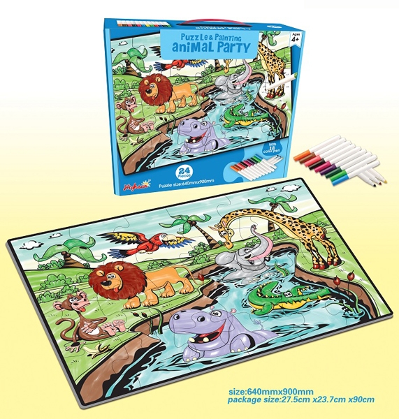PUZZLE & PAINTING W/12 COLORS PEN (24 PCS, 90x64 CM) - HP1119610