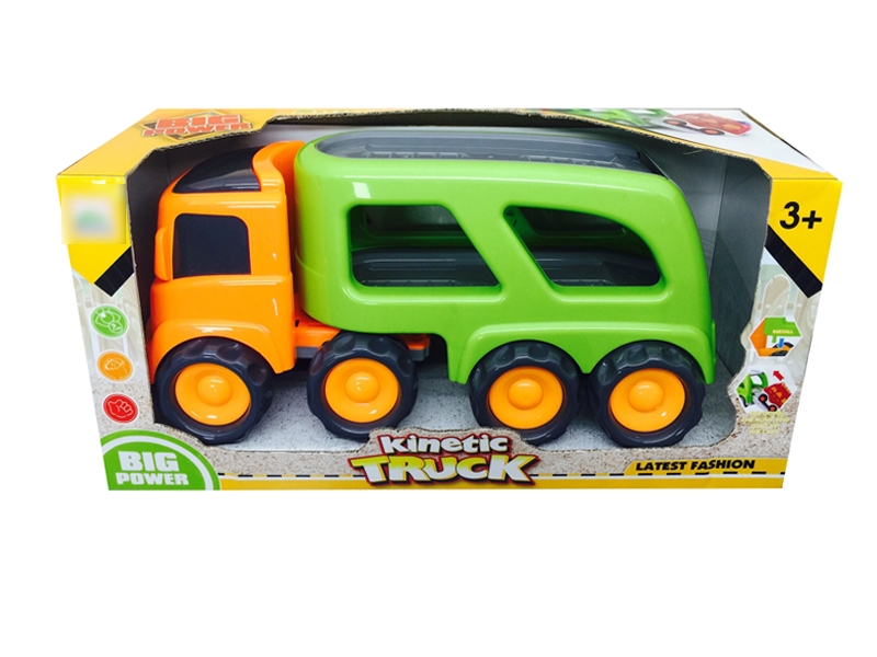 FRCITION CARTOON TRUCK  W/LIGHT & MUSIC & INCLUDED BATTERY YELLOW & GREEN - HP1120162
