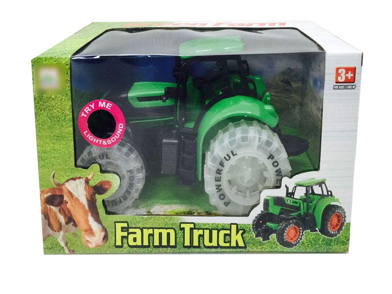 FRICTION FARMER TRUCK RED & GREEN W/LIGHT & MUSIC & INCLUDED BATTERY - HP1120779