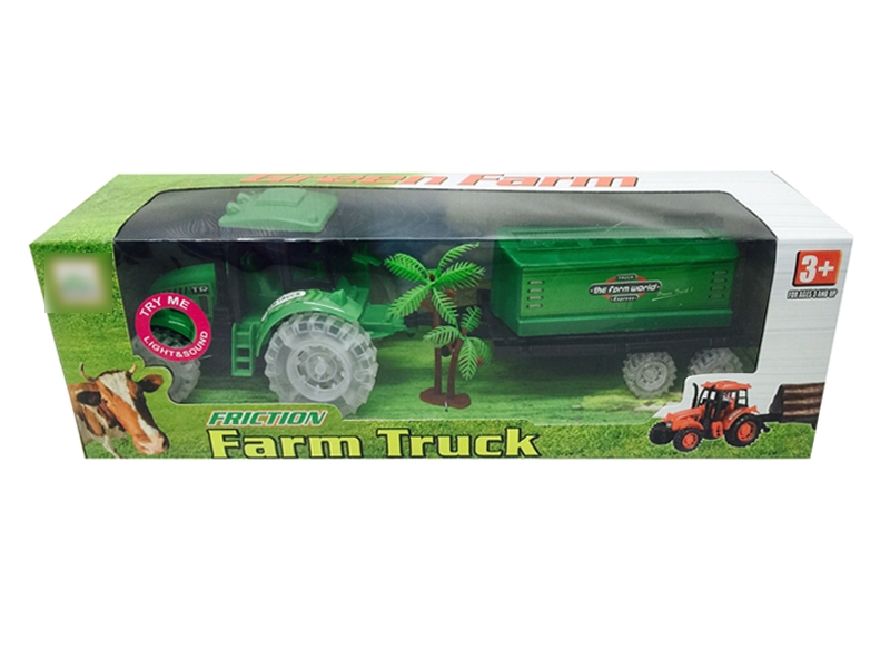FRICTION FARMER TRUCK RED & GREEN W/LIGHT & MUSIC & INCLUDED BATTERY 4 ASST. - HP1120780