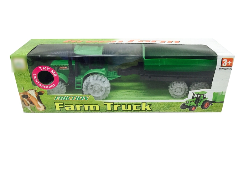 FRICTION FARMER TRUCK W/LIGHT & MUSIC & INCLUDED BATTERY RED & GREEN 2 ASST. - HP1120783