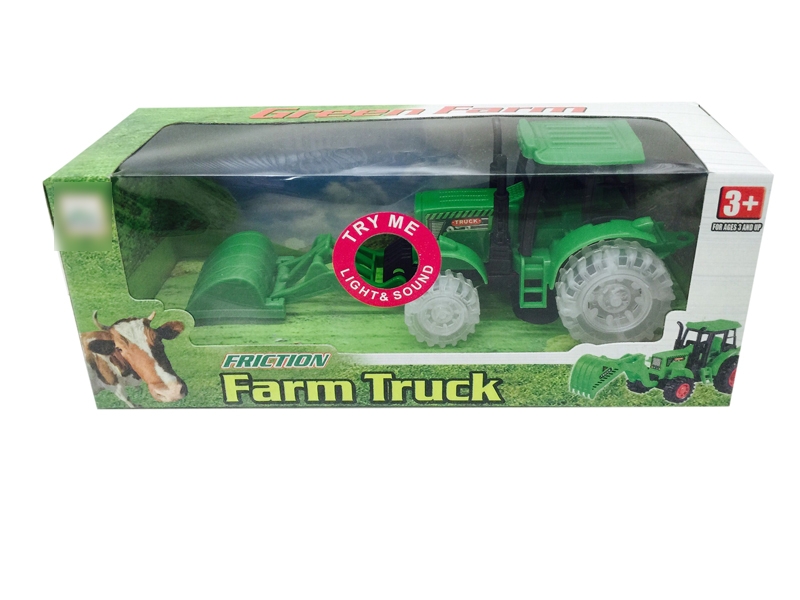 FRICTION FARMER TRUCK W/LIGHT & MUSIC & INCLUDED BATTERY RED & GREEN 3 ASST. - HP1120784