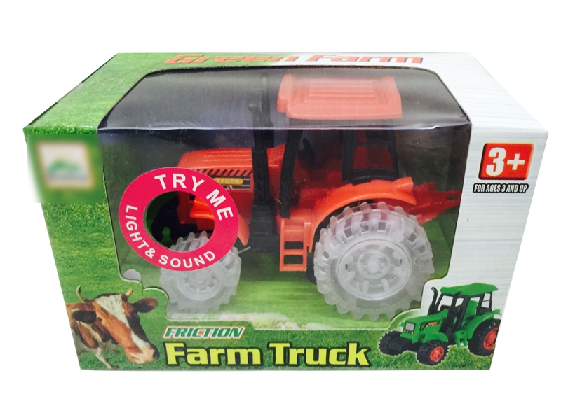 FRICTION FARMER TRUCK W/LIGHT & MUSIC & INCLUDED BATTERY RED & GREEN - HP1120785