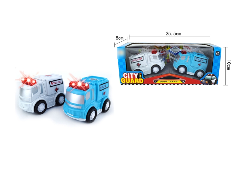 FRICTION AMBULANCE CAR W/LIGHT & MUSIC 2 ASST.2PCS - HP1121135