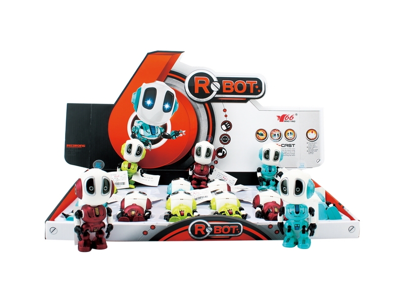RECORDING ROBOT W/LIGHT & MUSIC RED/GREEN/BLUE,12PCS,INCLUDED BATTERY - HP1121338