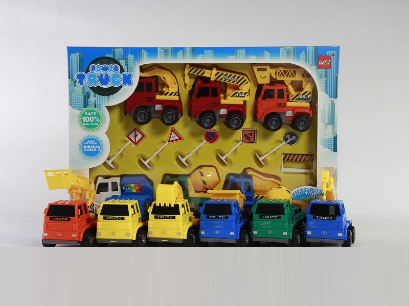 CONSTRUCTION VEHICLE 6 ASST. WITH  ROAD SIGNS - HP1121393