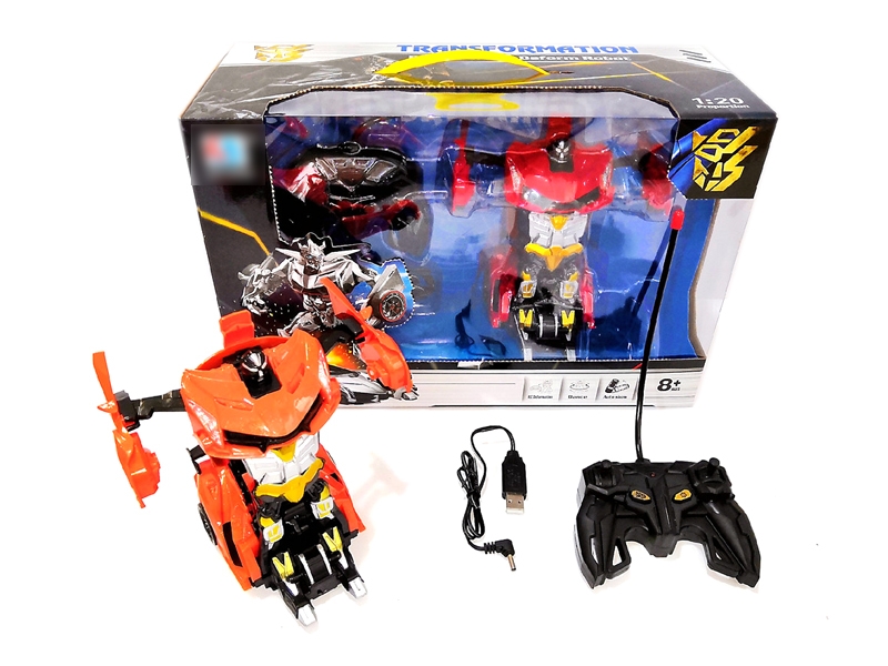 1:20 5 FUNCTION R/C TRANSFORMABLE CAR W/LIGHT RED & ORANGE - HP1122639