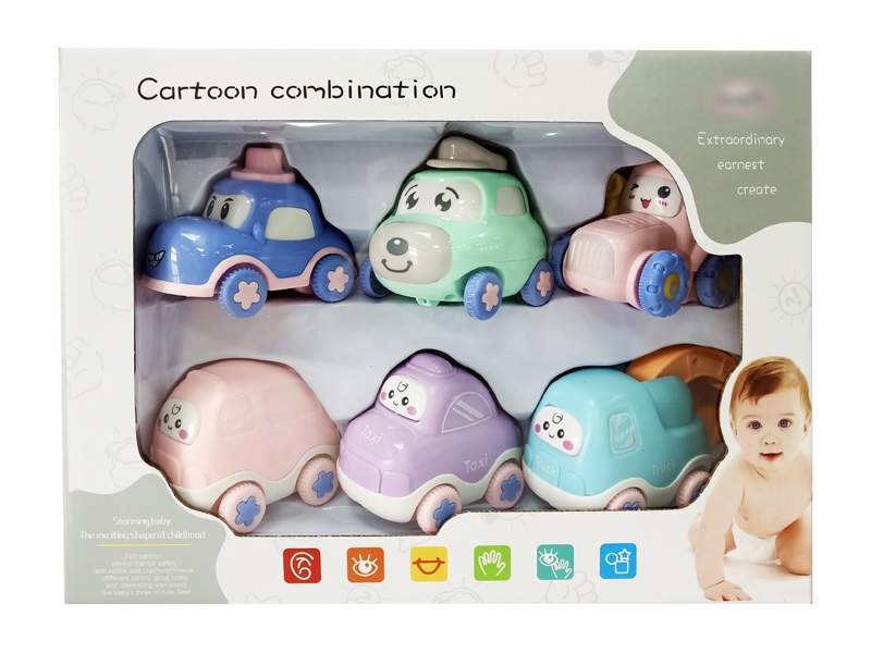 FRICTION CARTOON CAR 6PCS - HP1122642