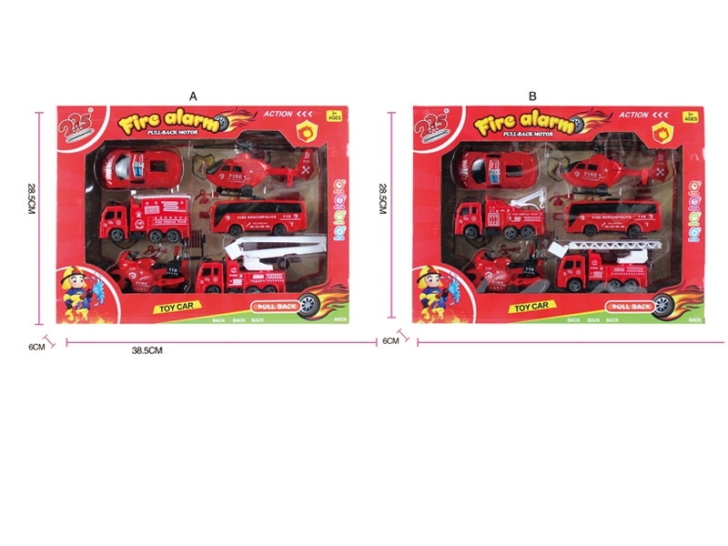 PULL BACK FIRE TRUCK SET 2 ASST. - HP1122675