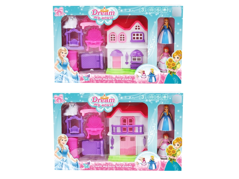 VILLA SET W/TOP PRINCESS & ACCESSORIES & LIGHG & MUSIC INCLUDED BUTTONCELL 2ASST - HP1122968