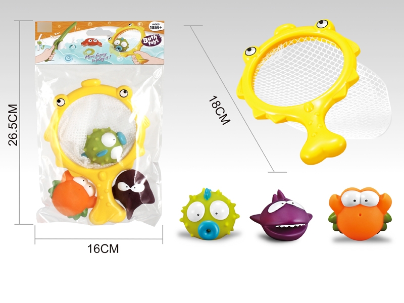 BATH TOYS W/VINYL TOYS 3PCS & FISHING SET - HP1123543