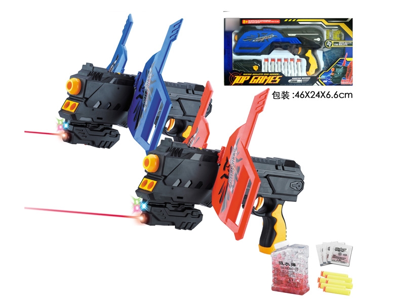 SOFT SHOOTING GUN W/WATER BULLET,RED/BLUE - HP1123626