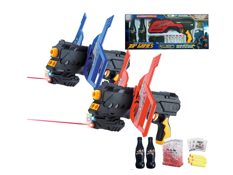 SOFT SHOOTING GUN W/WATER BULLET,RED/BLUE - HP1123629