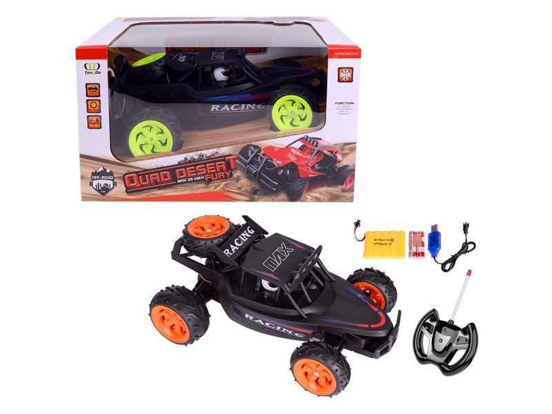 1:12 4 FUNCION R/C CAR W/USB LINE,GREEN WHEEL/ORANGE WHEEL - HP1123723
