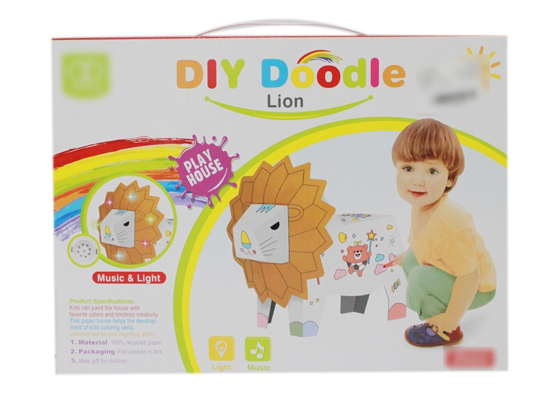 3D LION DOODLE PUZZLE W/LIGHT & MUSIC & COLOR PEN 6PCS - HP1123831