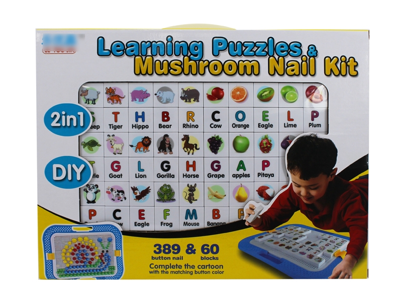 LEARNING PUZZLES & MUSHROOM NAIL KIT (60 BLOCKS&389 BUTTON NAIL) - HP1124239