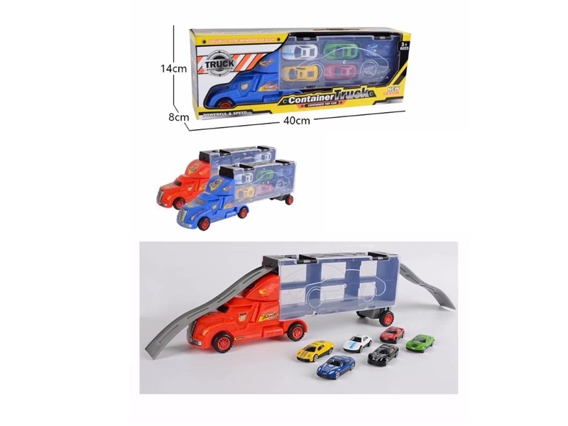 FREE WAY CONTAINER TRUCK RED & BIU W/6 CAR - HP1124535