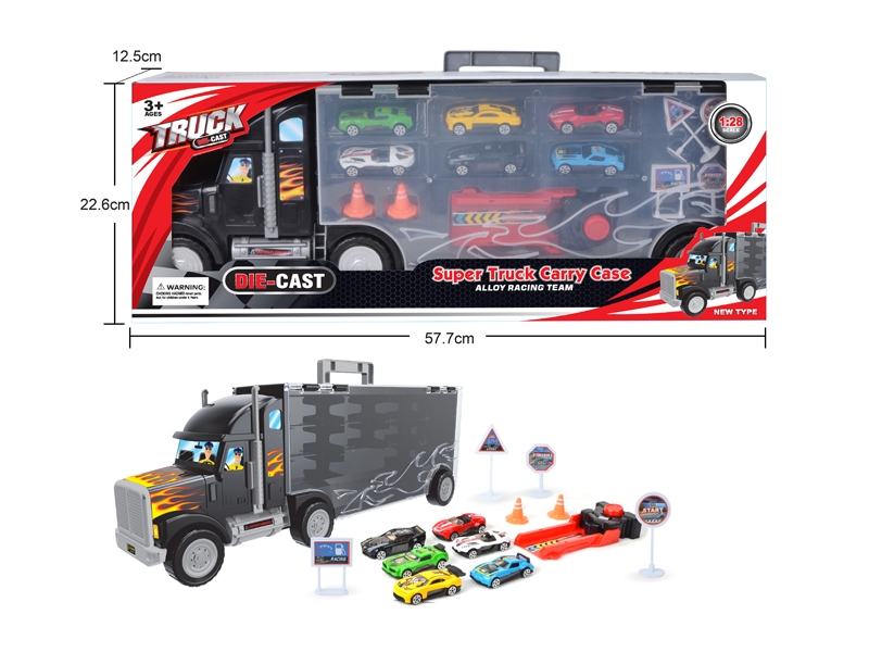 FREE WAY CONTAINER TRUCK W/6 CAR & 6 ROADBLOCK - HP1124560