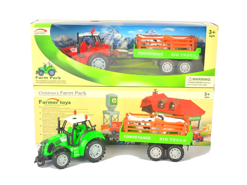 FRICTION FARMER TRUCK W/LIGHT & SOUND & INCLUDED BATTERY RED & GREEN - HP1126077