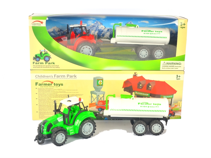 FRICTION FARMER TRUCK W/LIGHT & SOUND & INCLUDED BATTERY RED & GREEN - HP1126081
