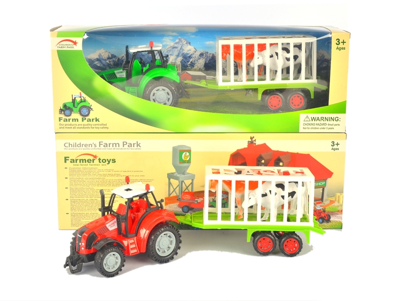 FRICTION FARMER TRUCK W/LIGHT & SOUND & INCLUDED BATTERY RED & GREEN - HP1126087