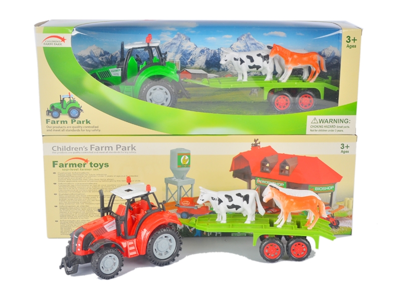 FRICTION FARMER TRUCK W/LIGHT & SOUND & INCLUDED BATTERY RED & GREEN - HP1126088