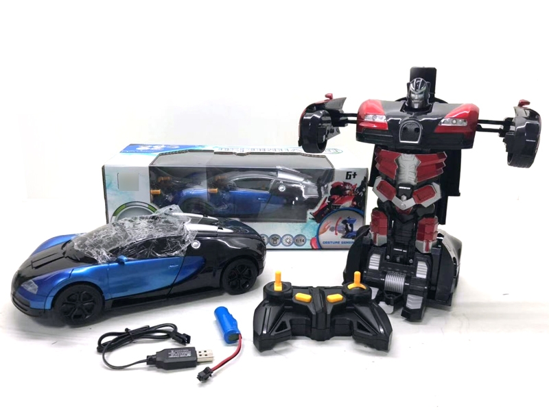 1:14 4 FUNCTION  R/C TRANSFORMER CAR,INCLUDED BATTERY,RED/BLUE - HP1126293