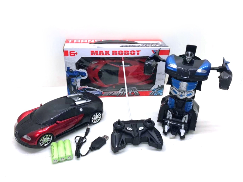 1:18 4 FUNCTION  R/C TRANSFORMER CAR,INCLUDED BATTERY,RED/BLUE - HP1126295