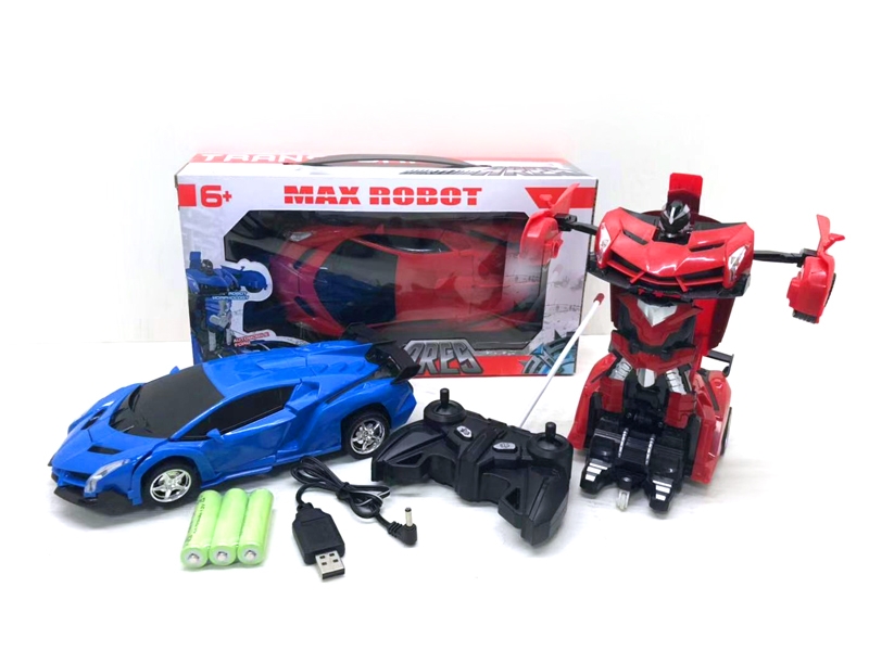 1:18 4 FUNCTION  R/C TRANSFORMER CAR,INCLUDED BATTERY,RED/BLUE - HP1126296