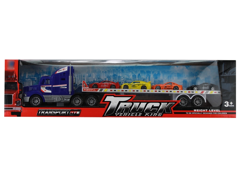 FRCITION TRUCK W/4 FREE WAY CARS,RED/YELLOW/BLUE - HP1126439