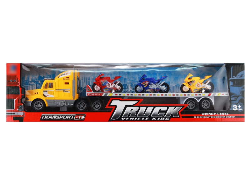 FRCITION TRUCK W/3 FREE WAY CARS,RED/YELLOW/BLUE - HP1126440