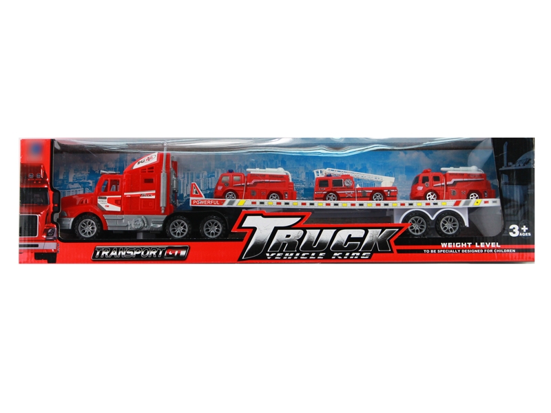 FRCITION TRUCK W/3 FREE WAY CARS,RED/YELLOW/BLUE - HP1126442