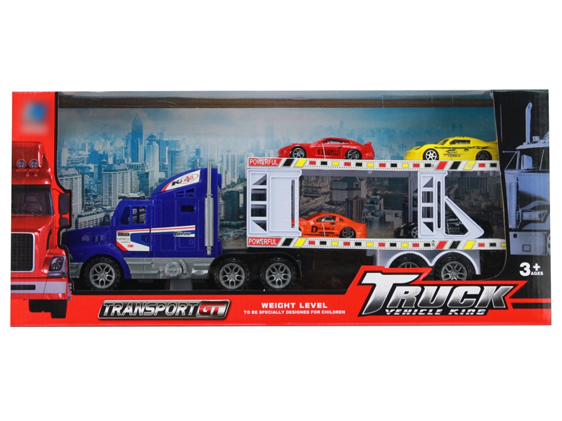 FRCITION TRUCK W/4 FREE WAY CARS,RED/YELLOW/BLUE - HP1126449