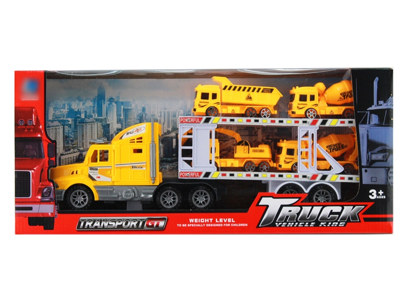 FRCITION TRUCK W/4 FREE WAY CARS,RED/YELLOW/BLUE - HP1126450