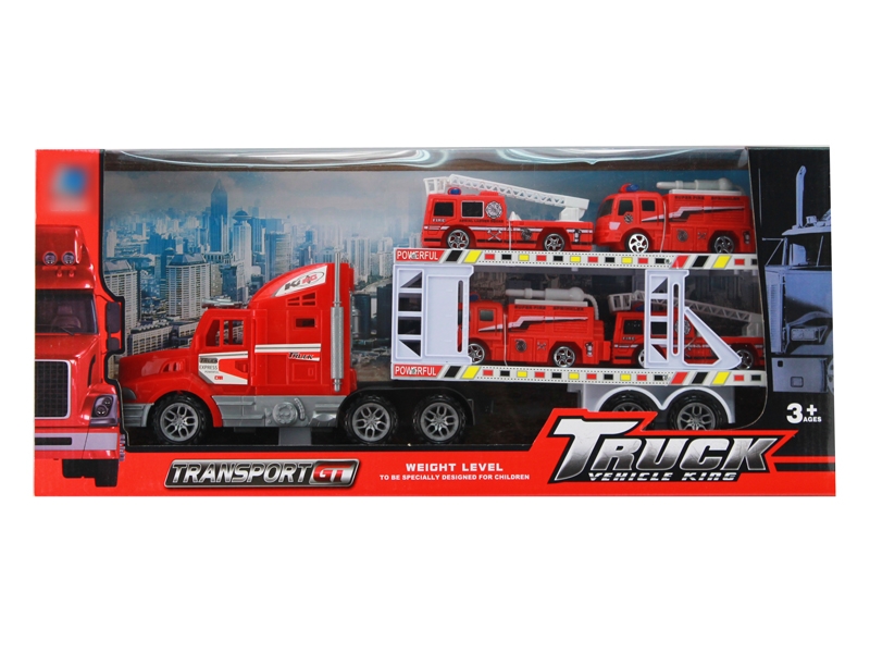 FRCITION TRUCK W/4 FREE WAY CARS,RED/YELLOW/BLUE - HP1126451