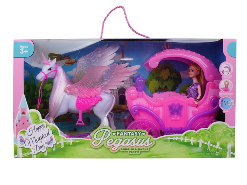 CARRIAGE SET W/BENDABLE DOLL & LIGHT & MUSIC - HP1126785