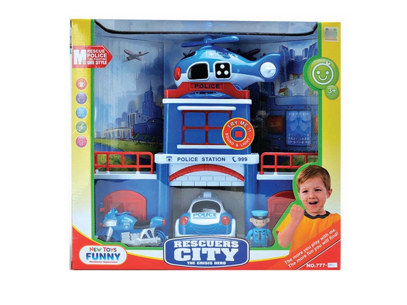 POLICE STATION W/SOUND,FREE WAY MOTORCYCLE,FRICTION CAR & PLANE,INCLUDED BATTERY - HP1126840