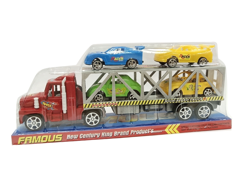 FRICTION TRUCK W/FREE WAY CAR 4PCS,RED/BLUE - HP1127205