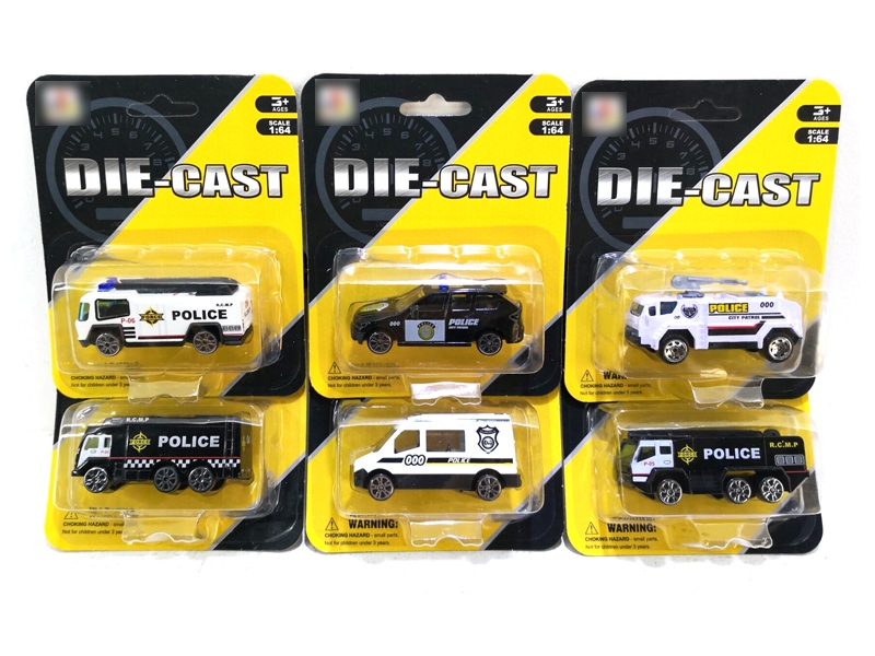 1:64 FREE WAY DIE CAST POLICE CAR,6ASST - HP1127286