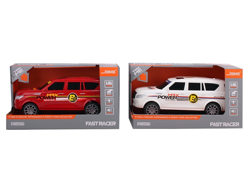 FRICTION CAR W/LIGHT & MUSIC & INCLUDED BATTERY RED & WHITE - HP1127310